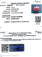 5.62/CT Natural Ruby with Govt. Lab Certificate